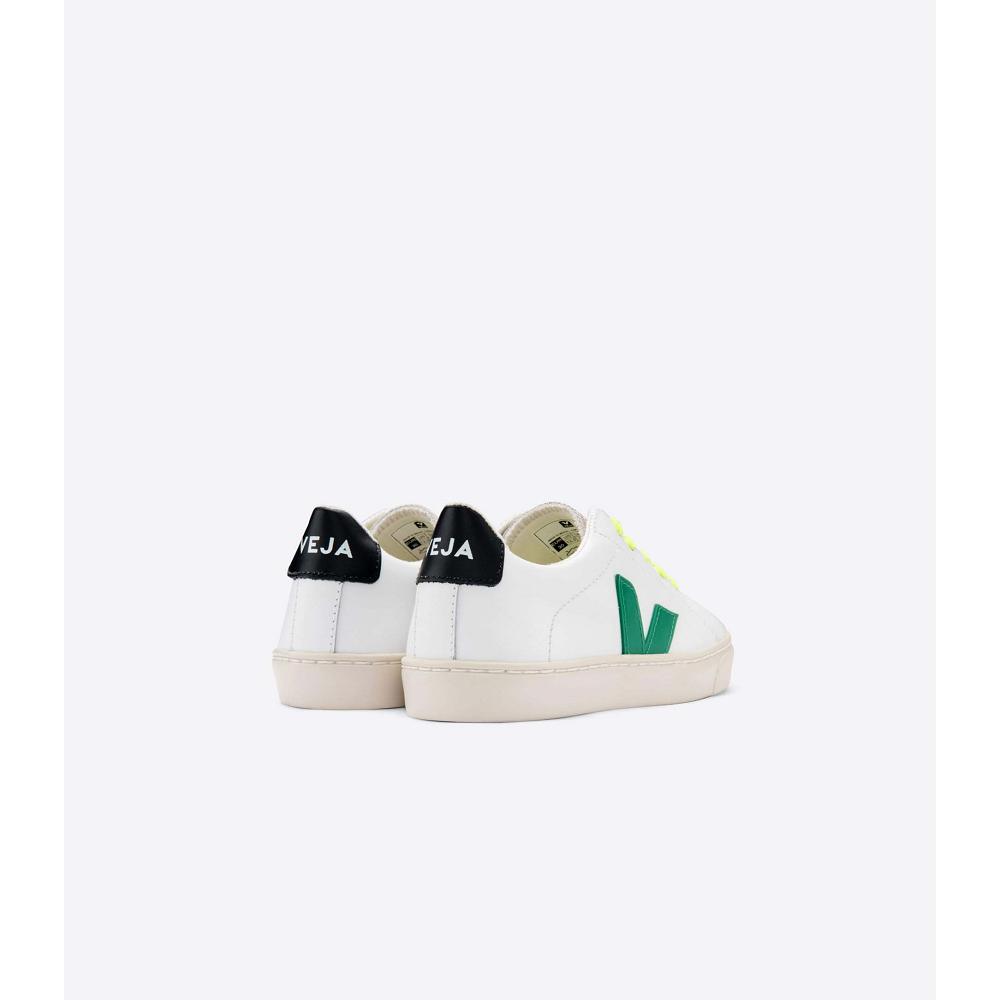 Veja ESPLAR LEATHER Joggesko Barn White/Green/Black | NO 820NWY